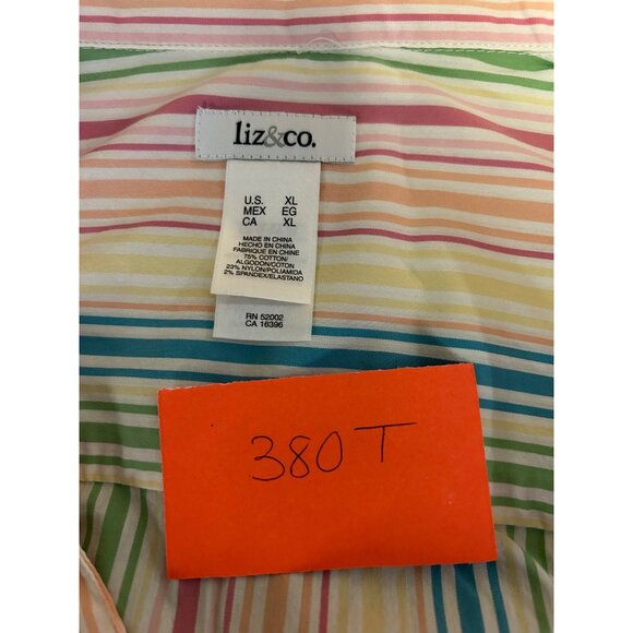 Liz & Co. Women's XL Multi Color 3/4 Sleeve Striped Button Up Shirt - Picture 7 of 7